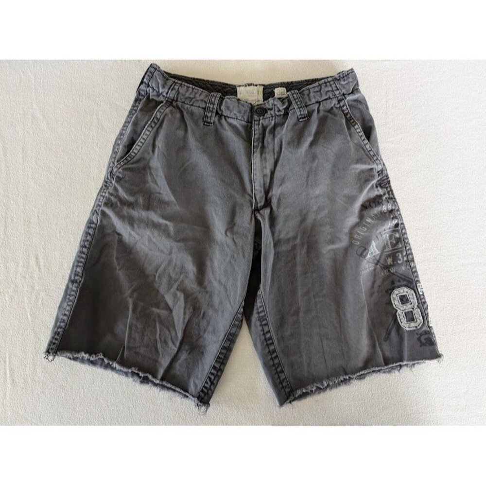 Aeropostale Shorts Men's Size 32 Spellout Y2K Gray Flat‎ Front Vintage Cutoff